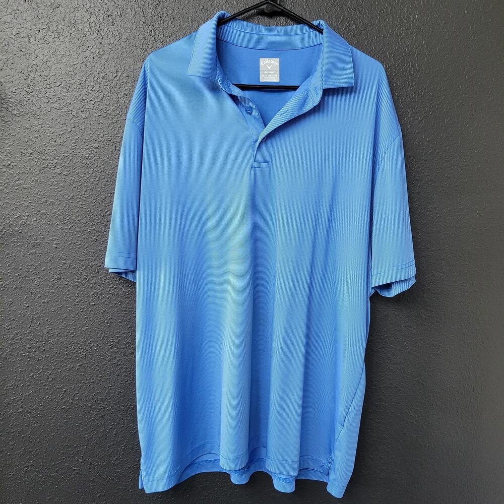 Callaway Men’s XL Blue Striped Golf Polo Shirt Athleisure Activewear Outdoors